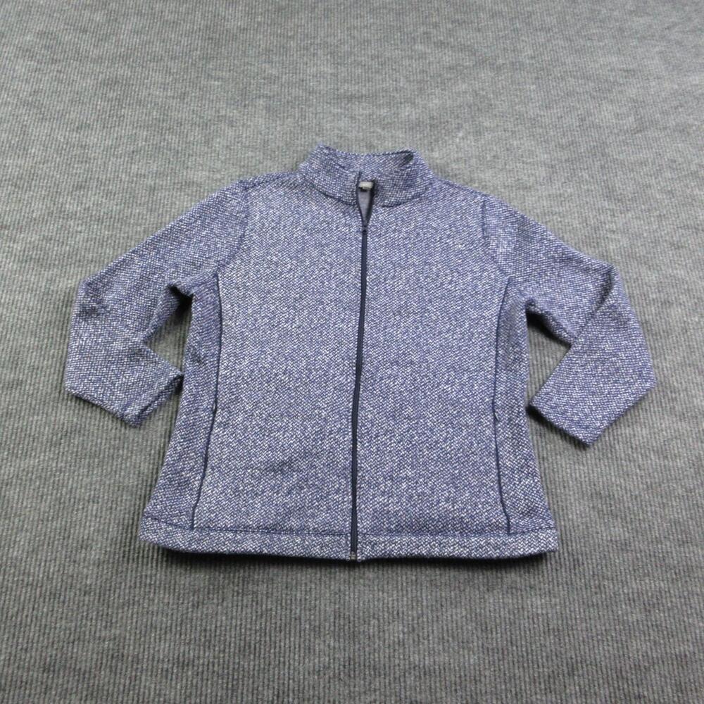 T By Talbots Jacket Womens X Blue Knit Collared Lined Full Zip Short Pockets